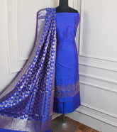 Silk Blue Unstitched Suit